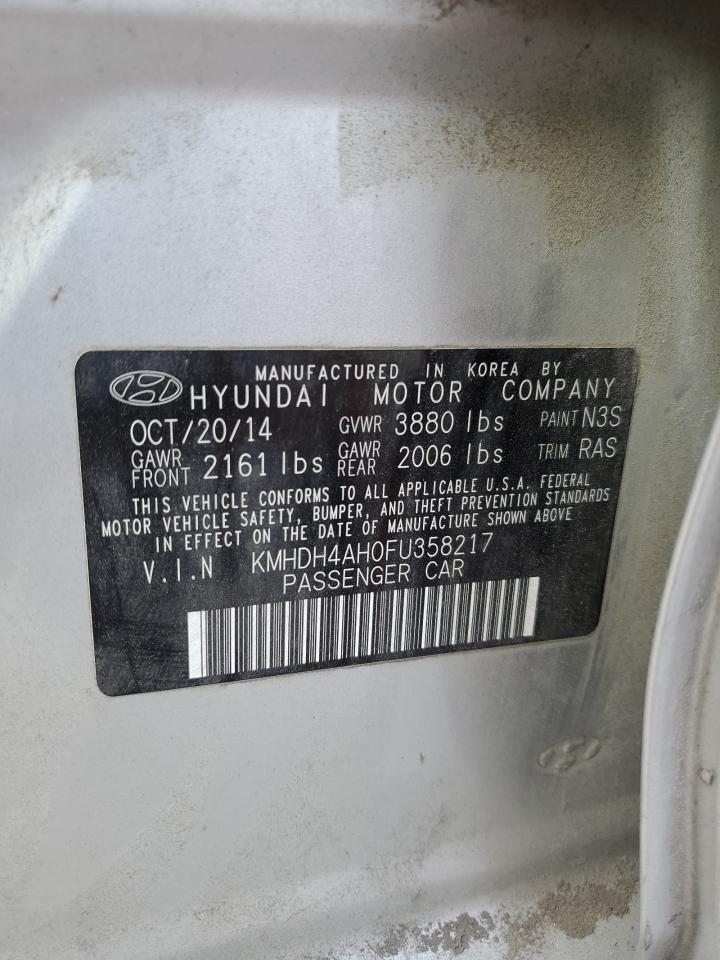 2015 Hyundai Elantra Se VIN: KMHDH4AH0FU358217 Lot: 78215204