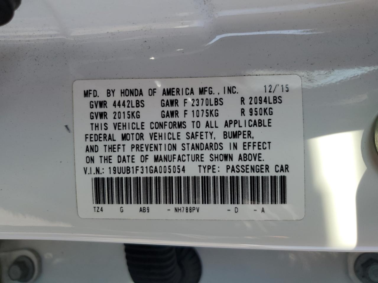 19UUB1F31GA005054 2016 Acura Tlx