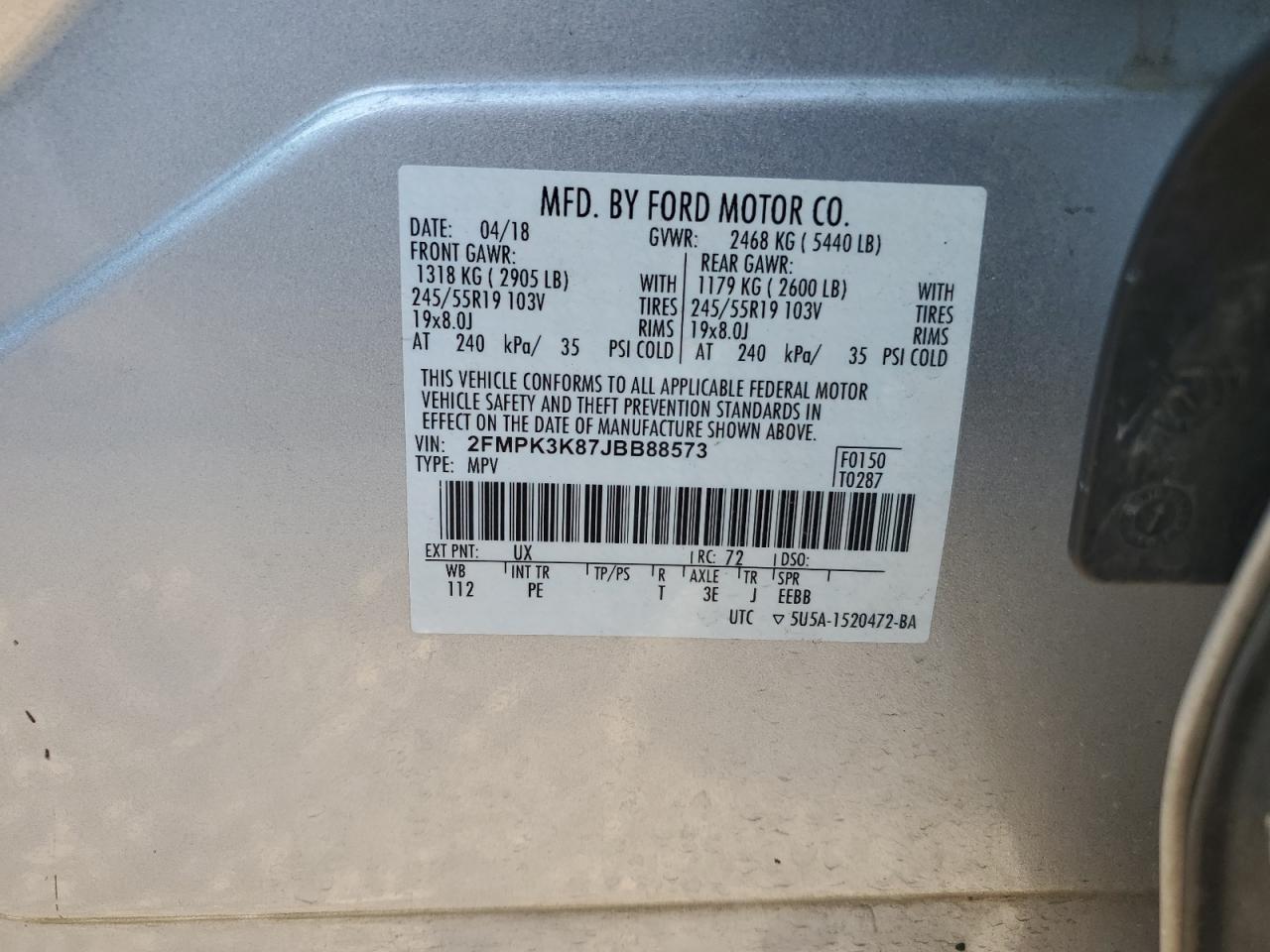 2FMPK3K87JBB88573 2018 FORD EDGE - Image 13