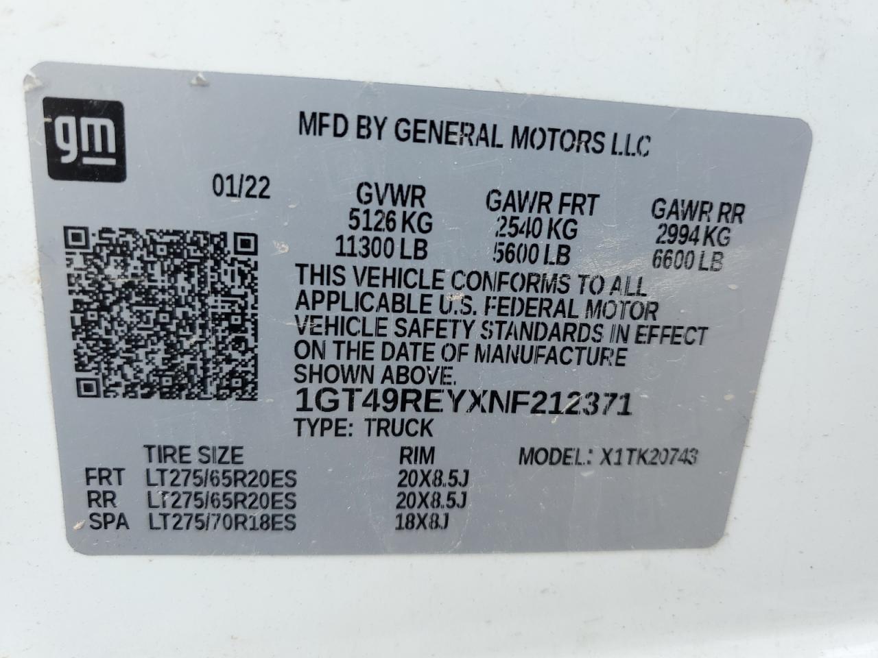 2022 GMC Sierra K2500 Denali VIN: 1GT49REYXNF212371 Lot: 76790324
