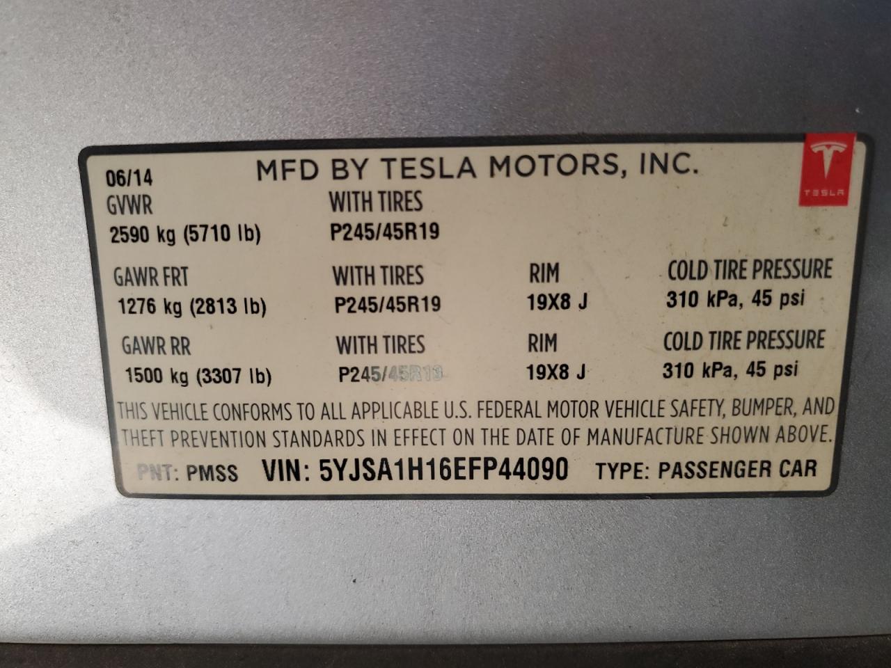 5YJSA1H16EFP44090 2014 Tesla Model S