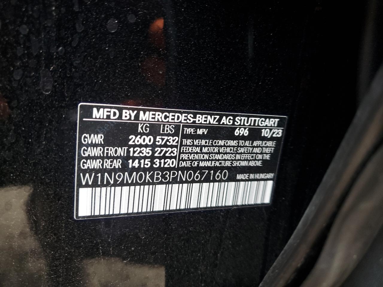 2023 Mercedes-Benz Eqb 300 4Matic VIN: W1N9M0KB3PN067160 Lot: 74396184