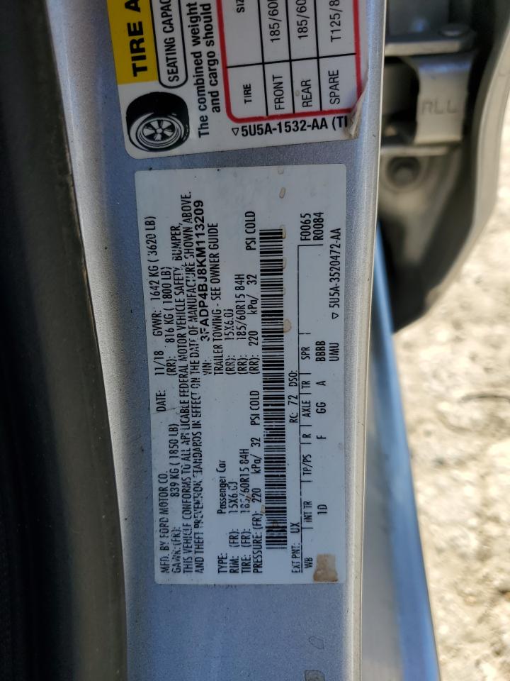 2019 Ford Fiesta Se VIN: 3FADP4BJ8KM113209 Lot: 83688334