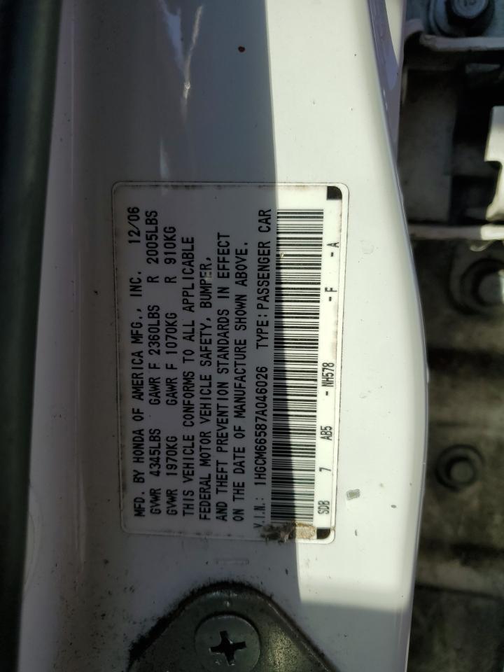 1HGCM66587A046026 2007 Honda Accord Ex