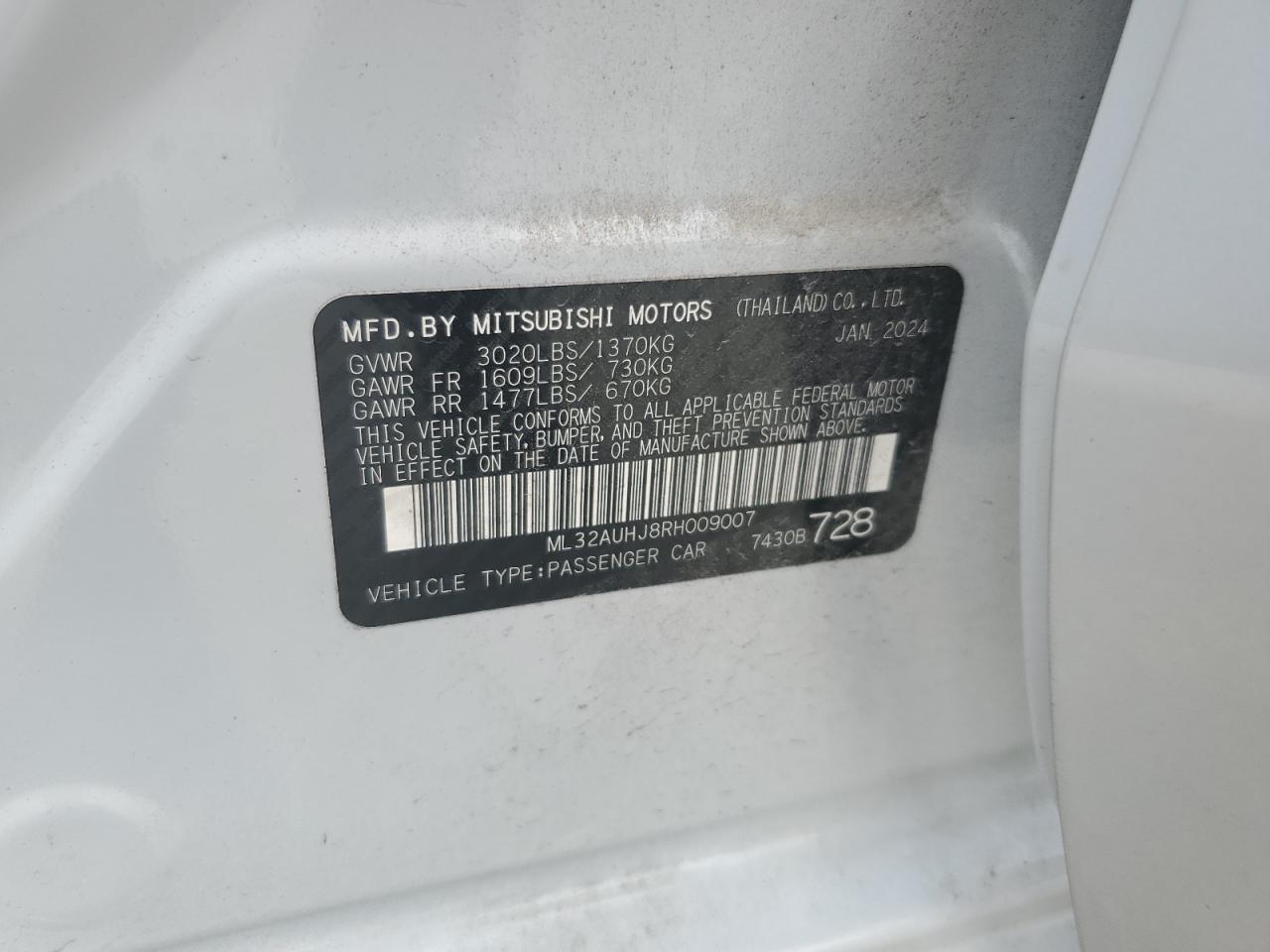 ML32AUHJ8RH009007 2024 Mitsubishi Mirage Es