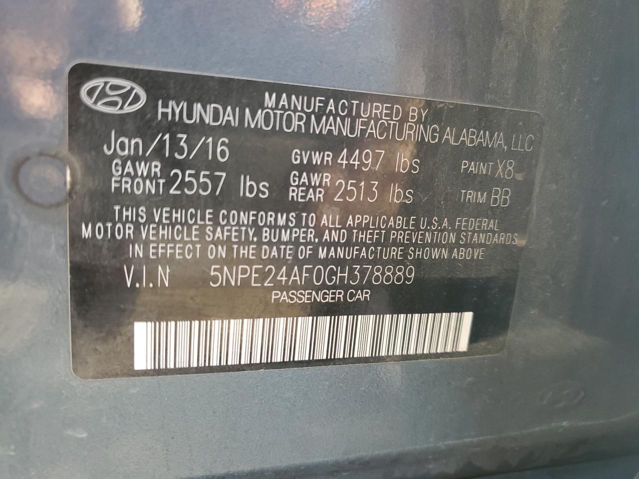 5NPE24AF0GH378889 2016 HYUNDAI SONATA - Image 12