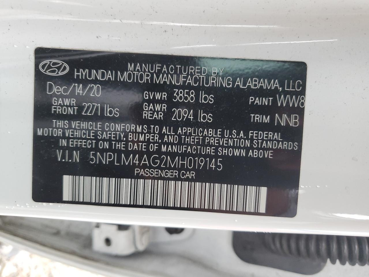 2021 Hyundai Elantra Sel VIN: 5NPLM4AG2MH019145 Lot: 74819604