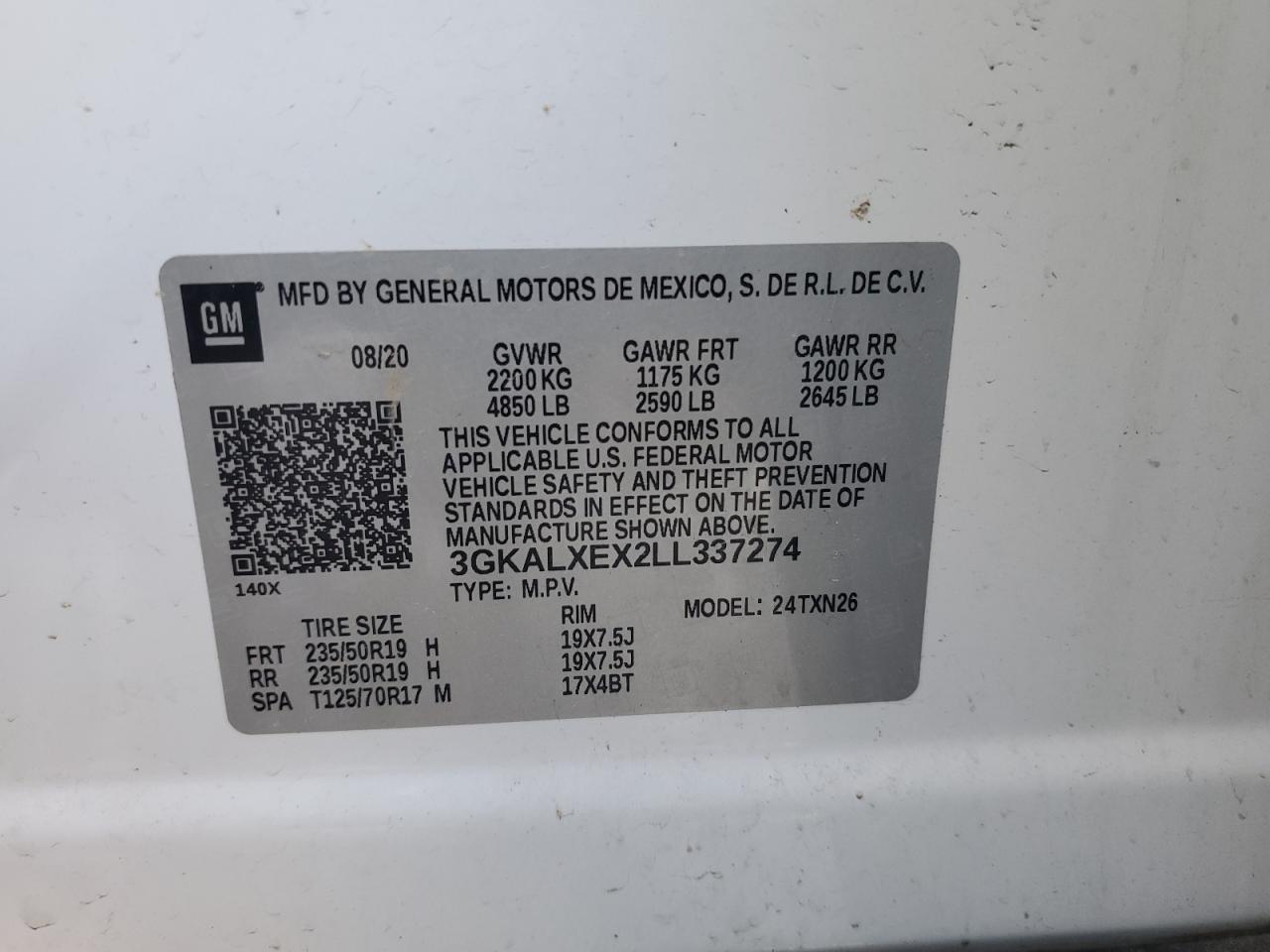 2020 GMC Terrain Denali VIN: 3GKALXEX2LL337274 Lot: 76726514