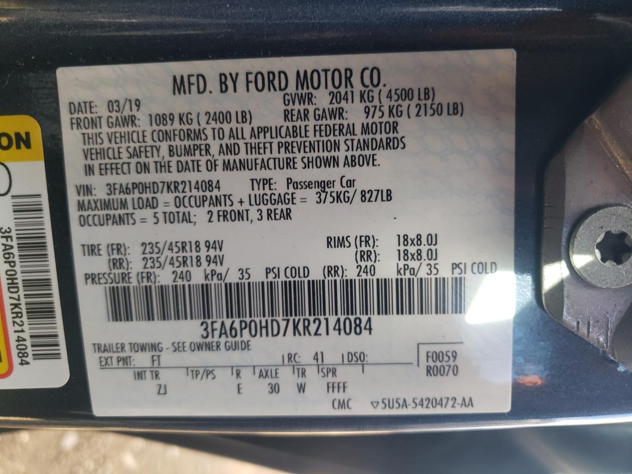 2019 Ford Fusion - Image 13