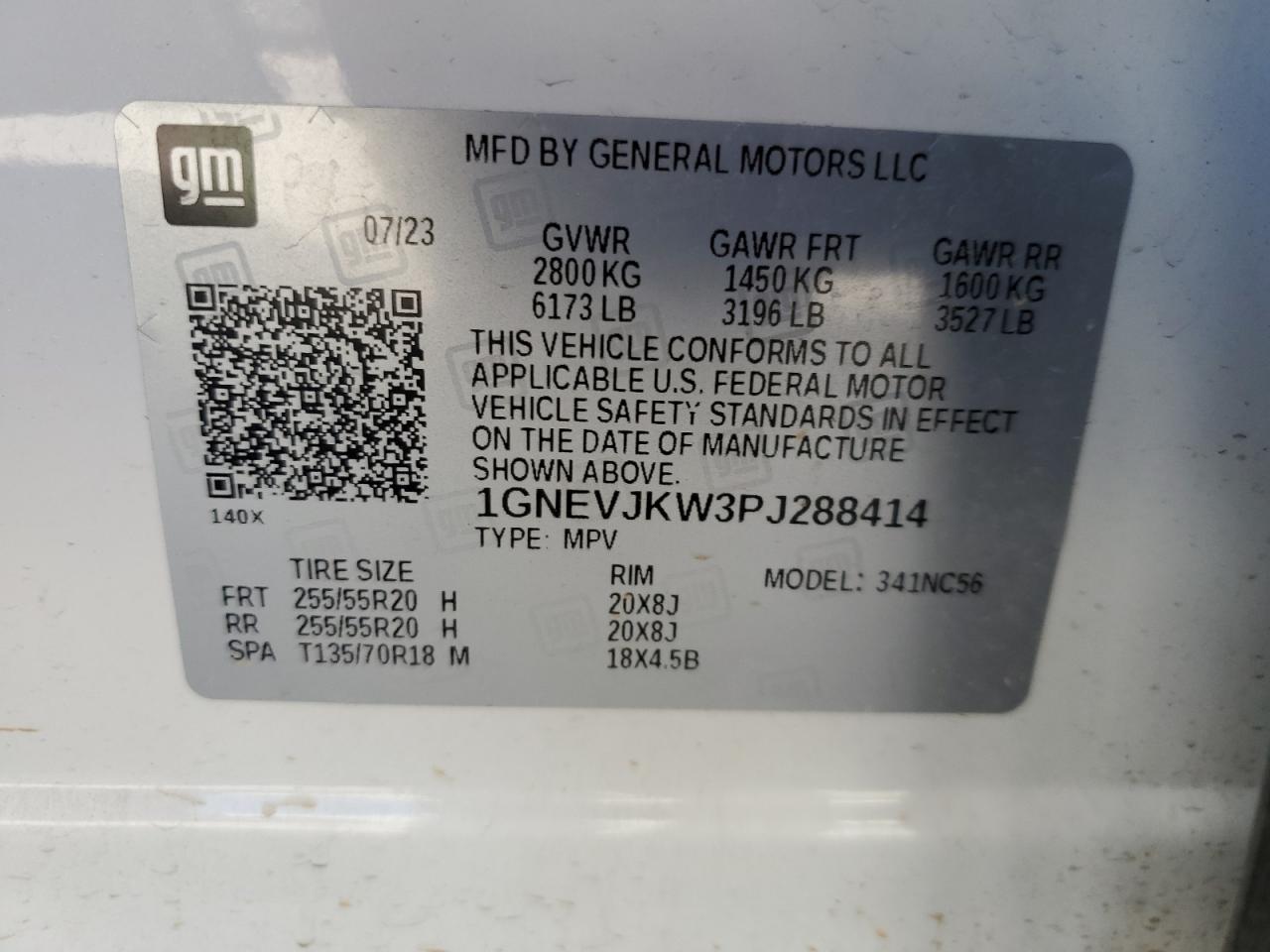 VIN 1GNEVJKW3PJ288414 2023 CHEVROLET TRAVERSE no.13