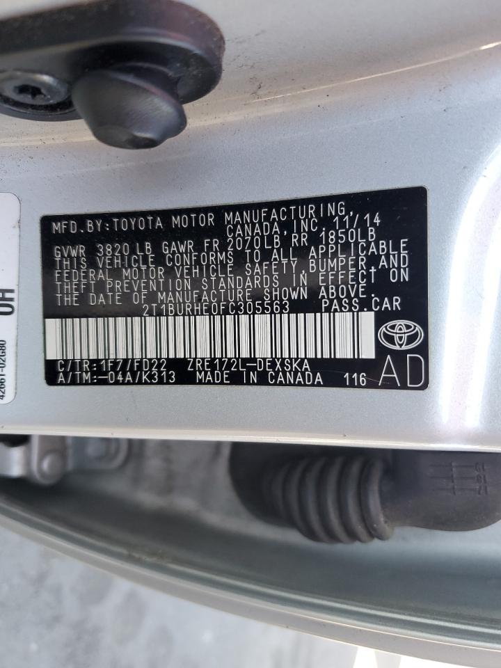 2015 Toyota Corolla L VIN: 2T1BURHE0FC305563 Lot: 74989184