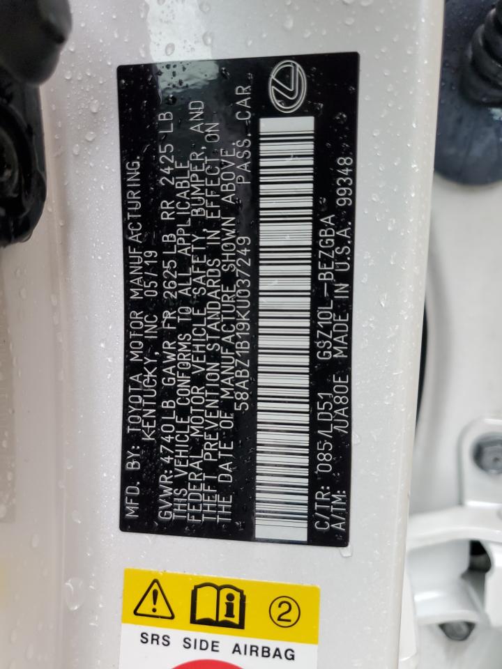 2019 Lexus Es 350 VIN: 58ABZ1B19KU037249 Lot: 74536184