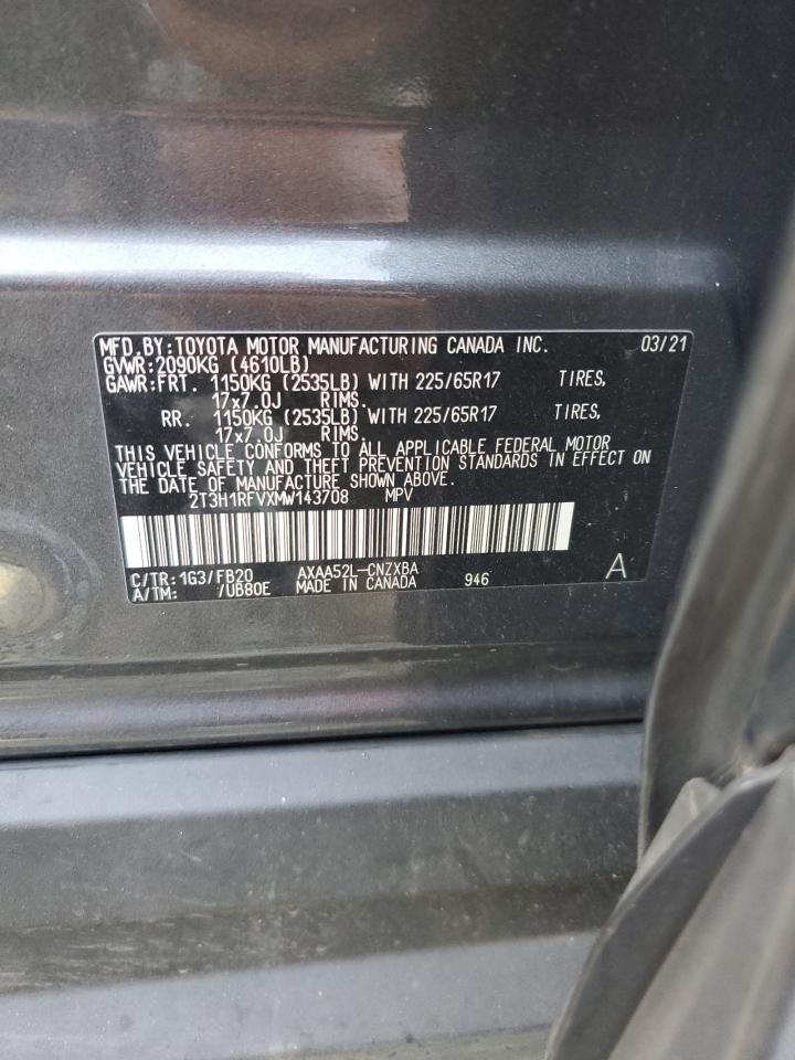 2T3H1RFVXMW143708 2021 Toyota Rav4 Le