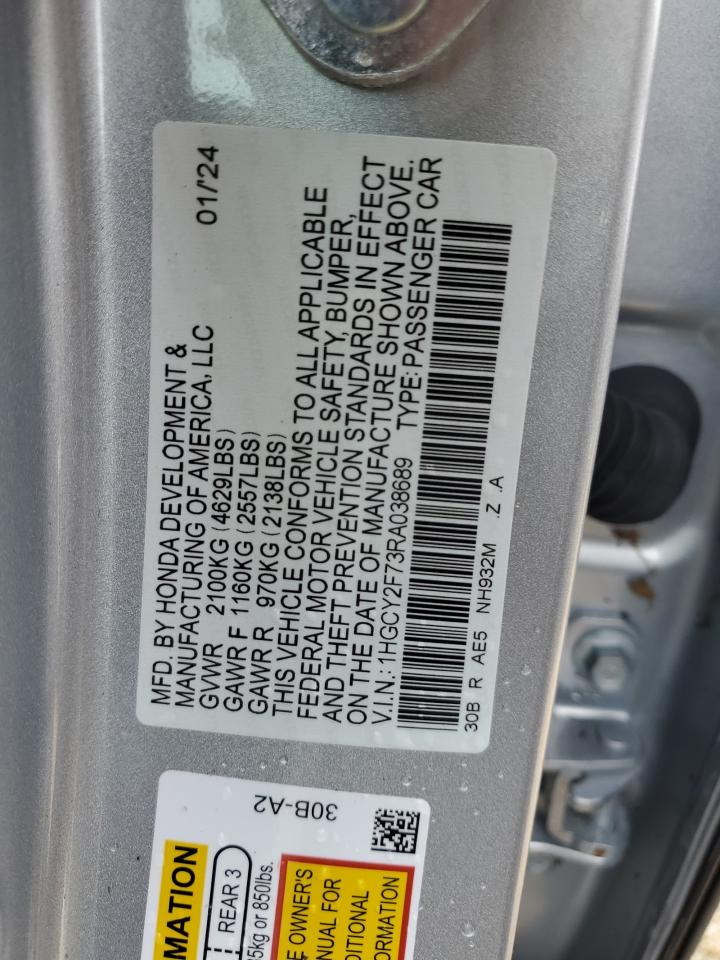 1HGCY2F73RA038689 2024 Honda Accord Hybrid Sport-L