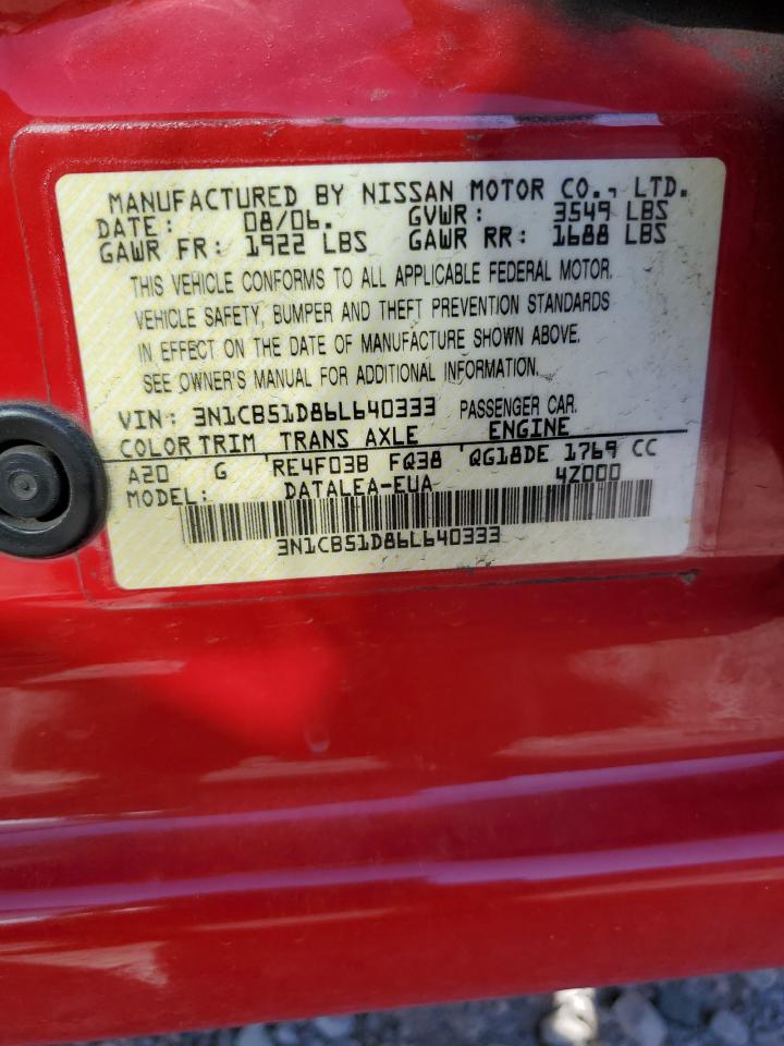 2008 Nissan Sentra 1.8 VIN: 3N1CB51D86L640333 Lot: 74051364