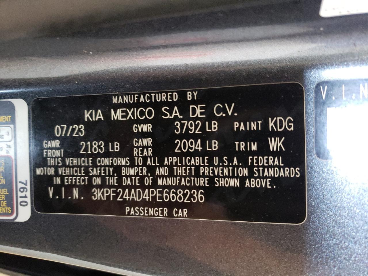 3KPF24AD4PE668236 2023 KIA FORTE - Image 12