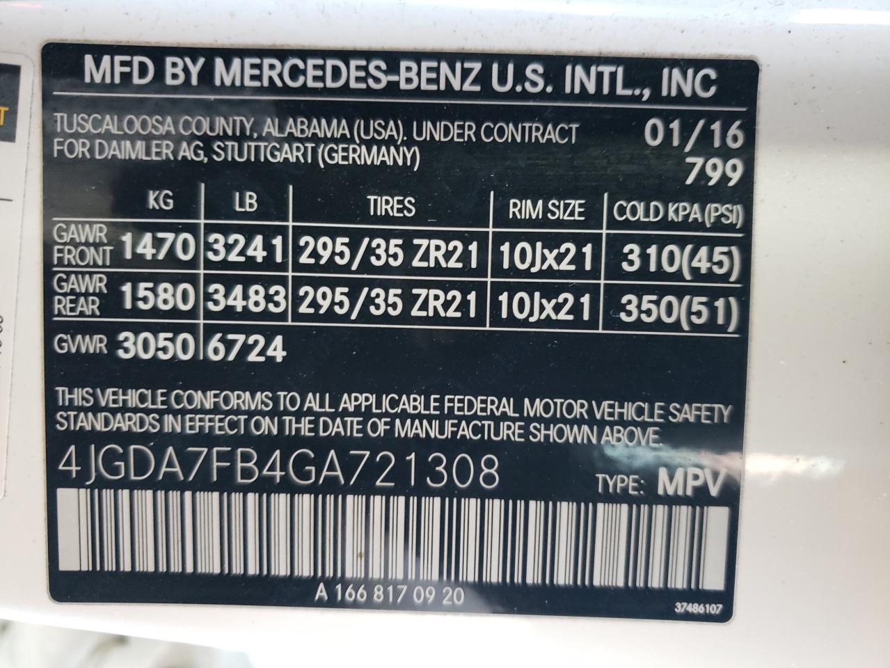 2016 Mercedes-Benz Gle 63 Amg-S 4Matic VIN: 4JGDA7FB4GA721308 Lot: 75172584