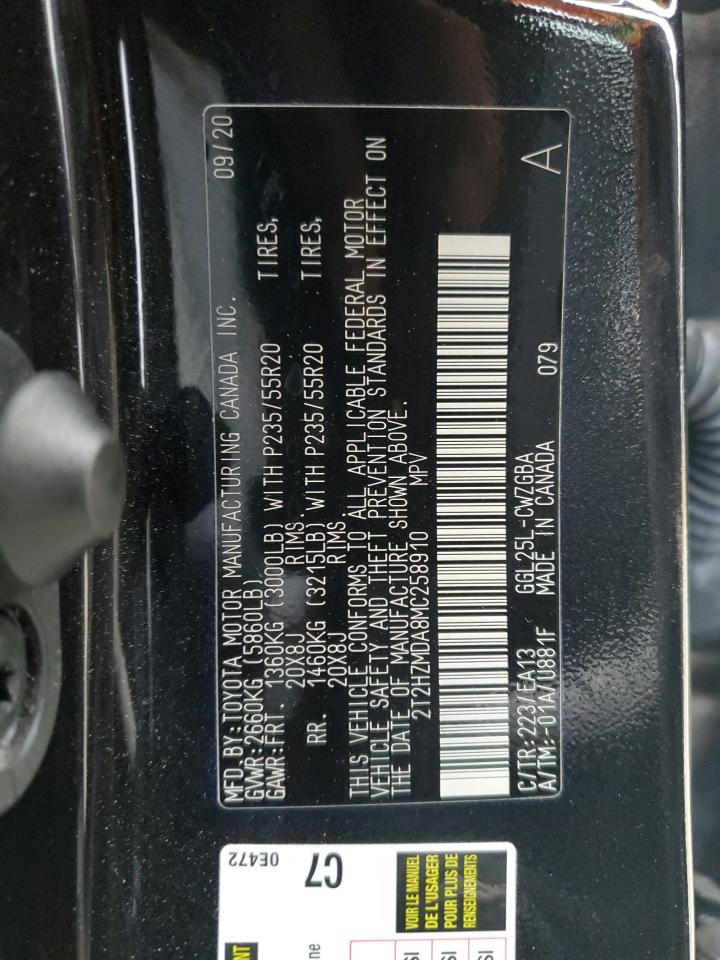 2T2HZMDA8MC258910 2021 Lexus Rx 350