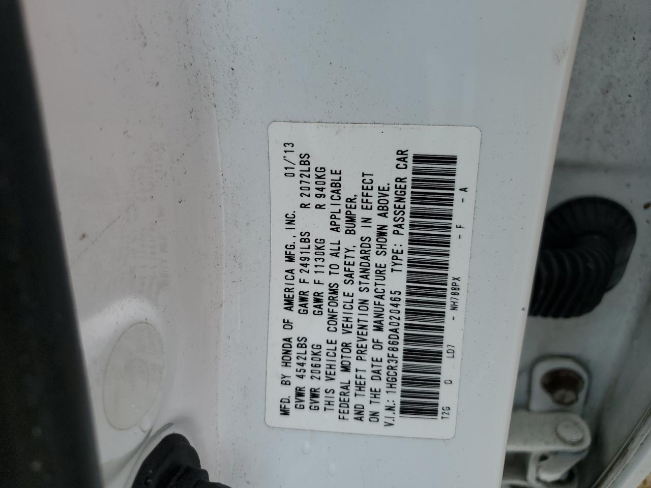 1HGCR3F86DA020465 2013 Honda Accord Exl