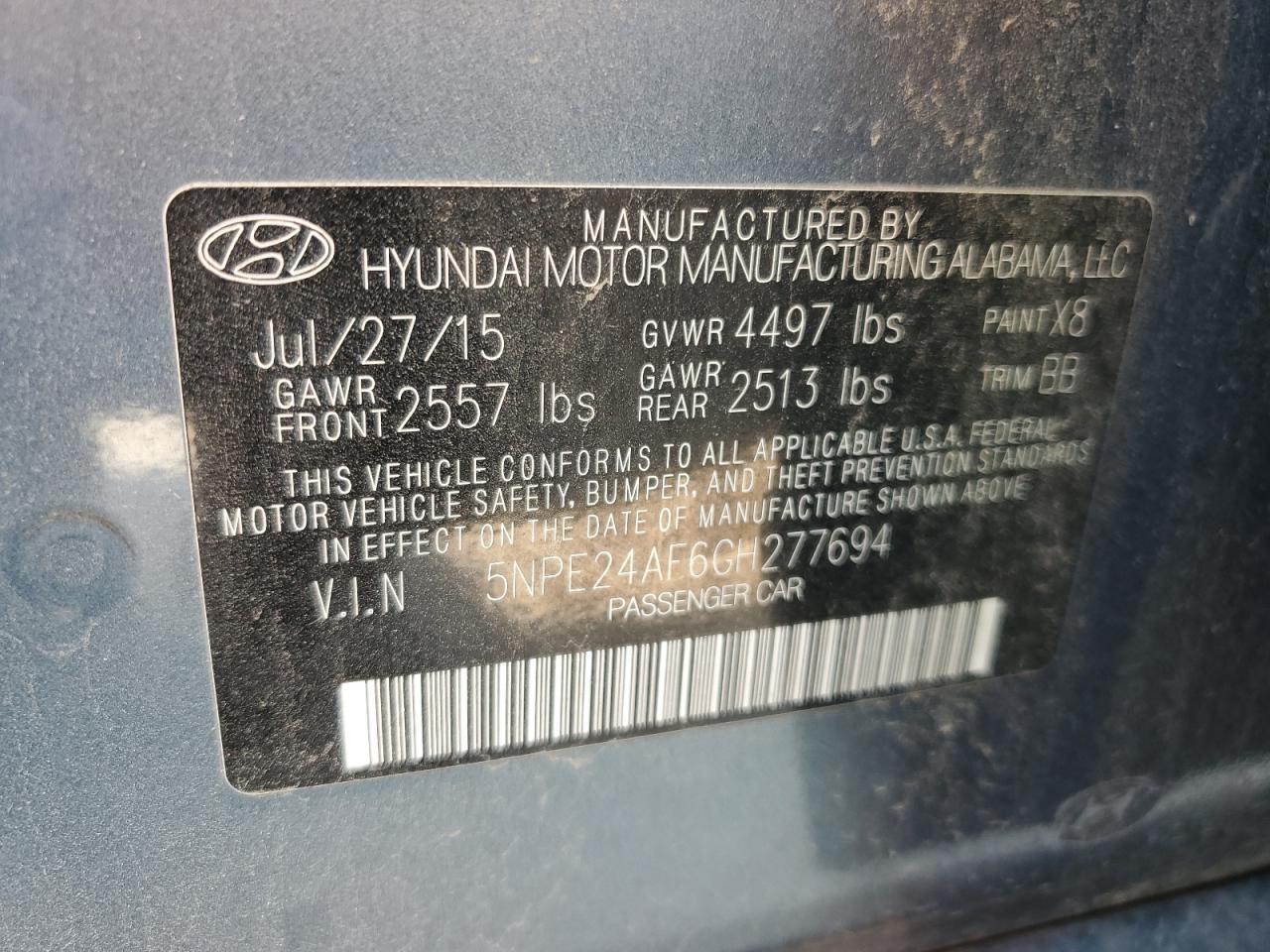 5NPE24AF6GH277694 2016 Hyundai Sonata Se