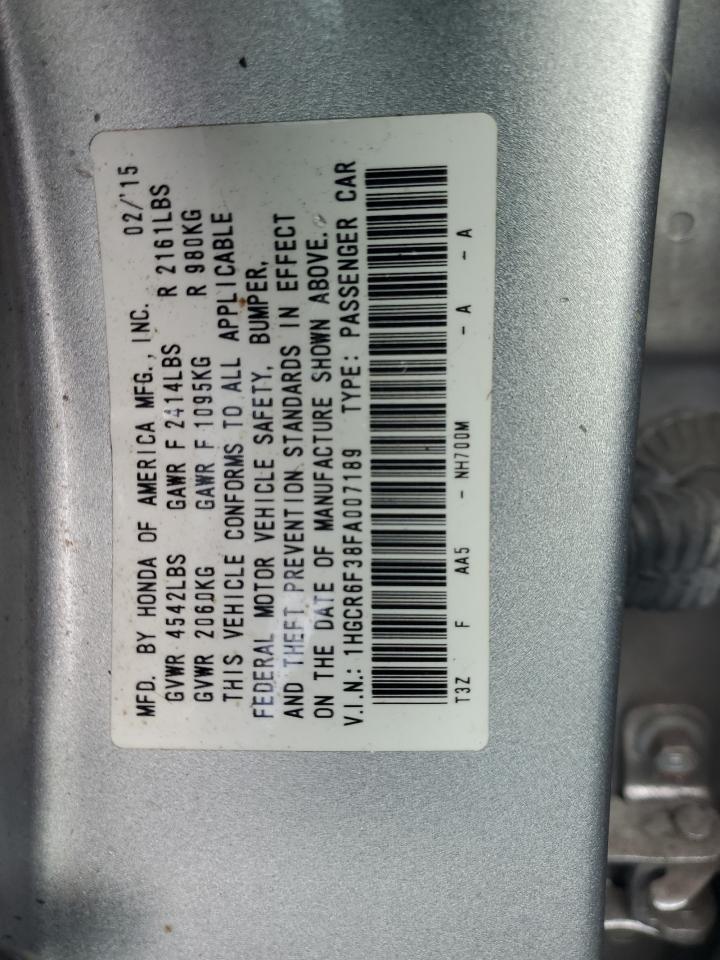 2015 Honda Accord Hybrid VIN: 1HGCR6F38FA007189 Lot: 73832914