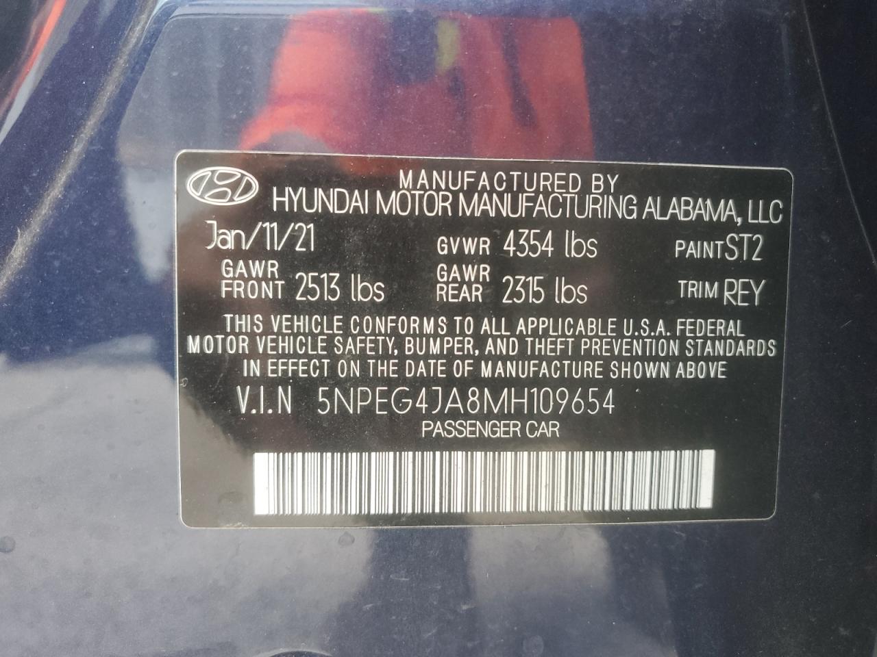 5NPEG4JA8MH109654 2021 Hyundai Sonata Se