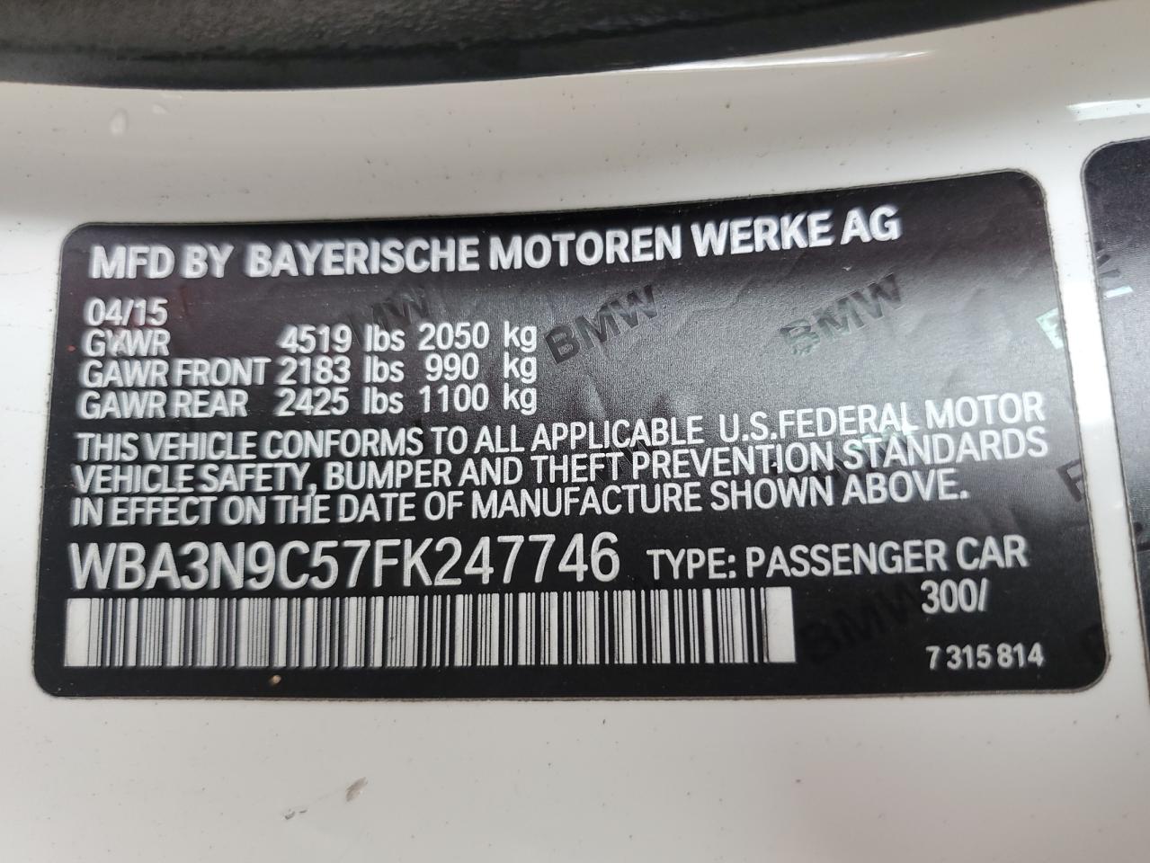 WBA3N9C57FK247746 2015 BMW 428 Xi