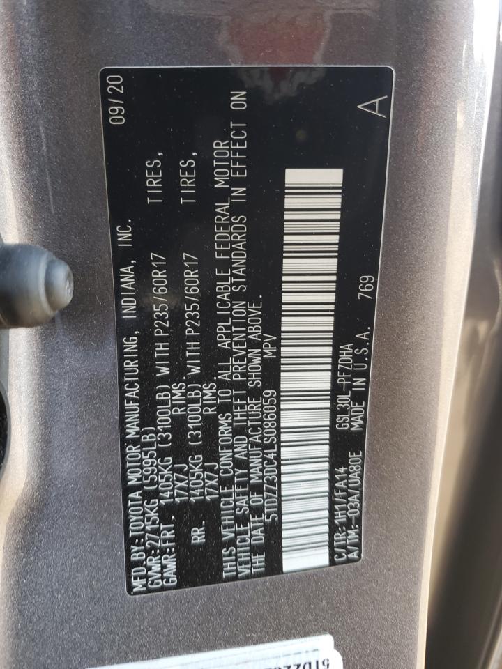 5TDZZ3DC4LS086059 2020 Toyota Sienna L