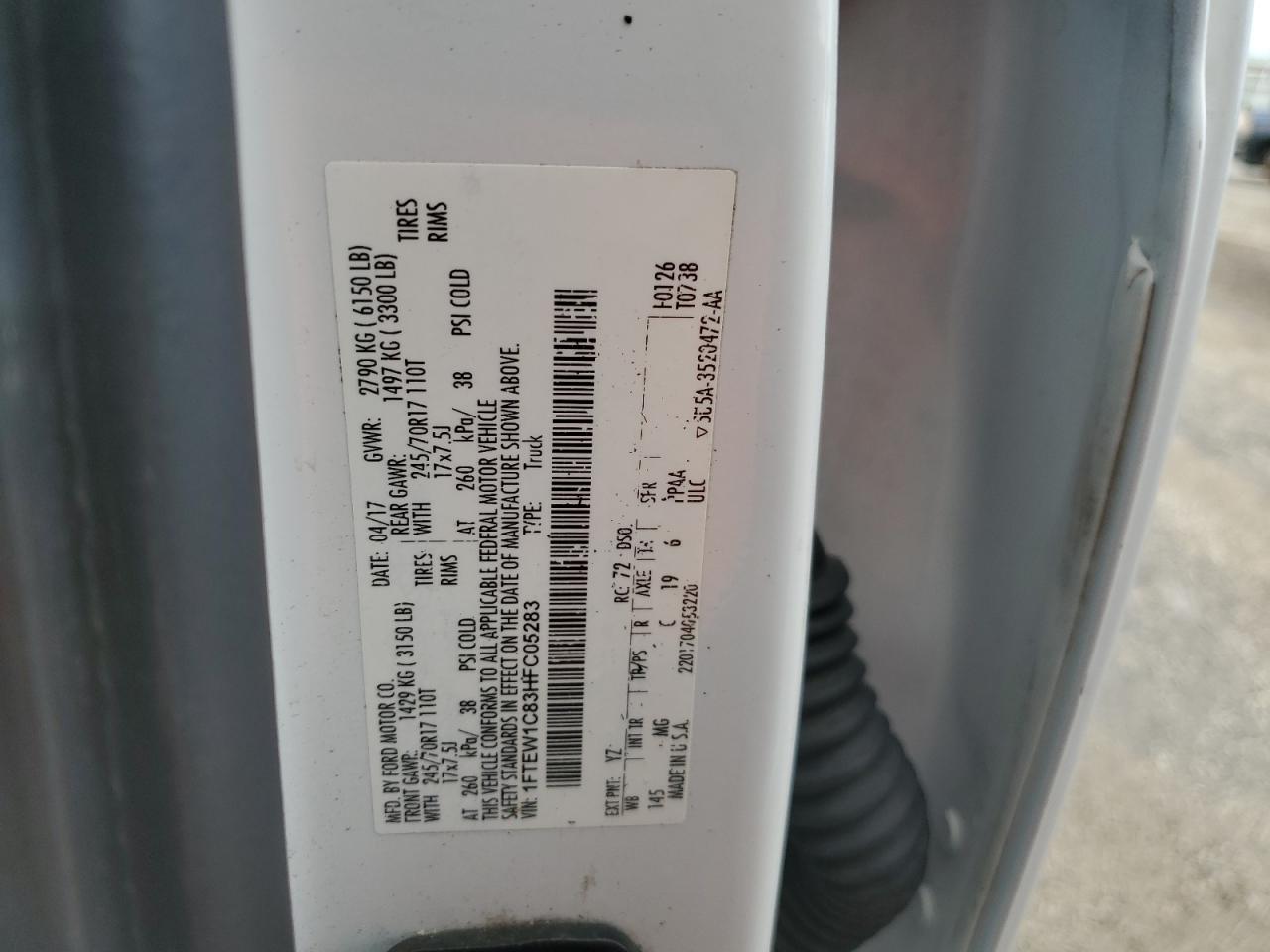 1FTEW1C83HFC05283 2017 Ford F150 Supercrew