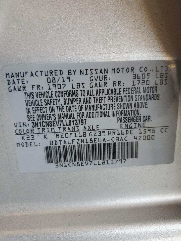 2020 Nissan Versa Sv VIN: 3N1CN8EV7LL813797 Lot: 75045944