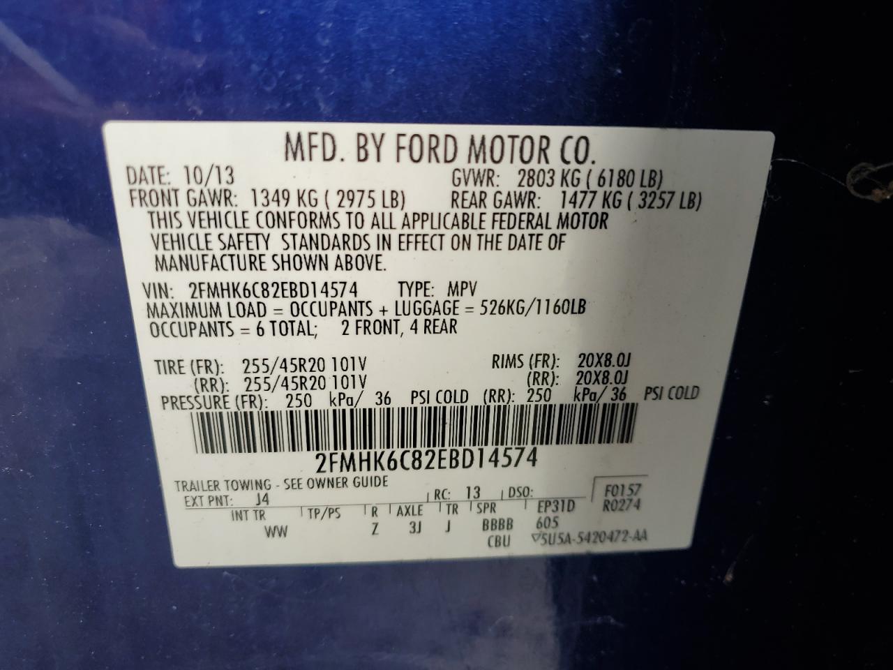 2FMHK6C82EBD14574 2014 Ford Flex Sel