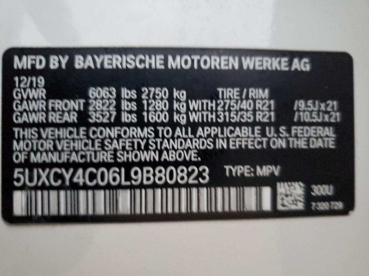 2020 BMW X6 Sdrive 40I VIN: 5UXCY4C06L9B80823 Lot: 78515834