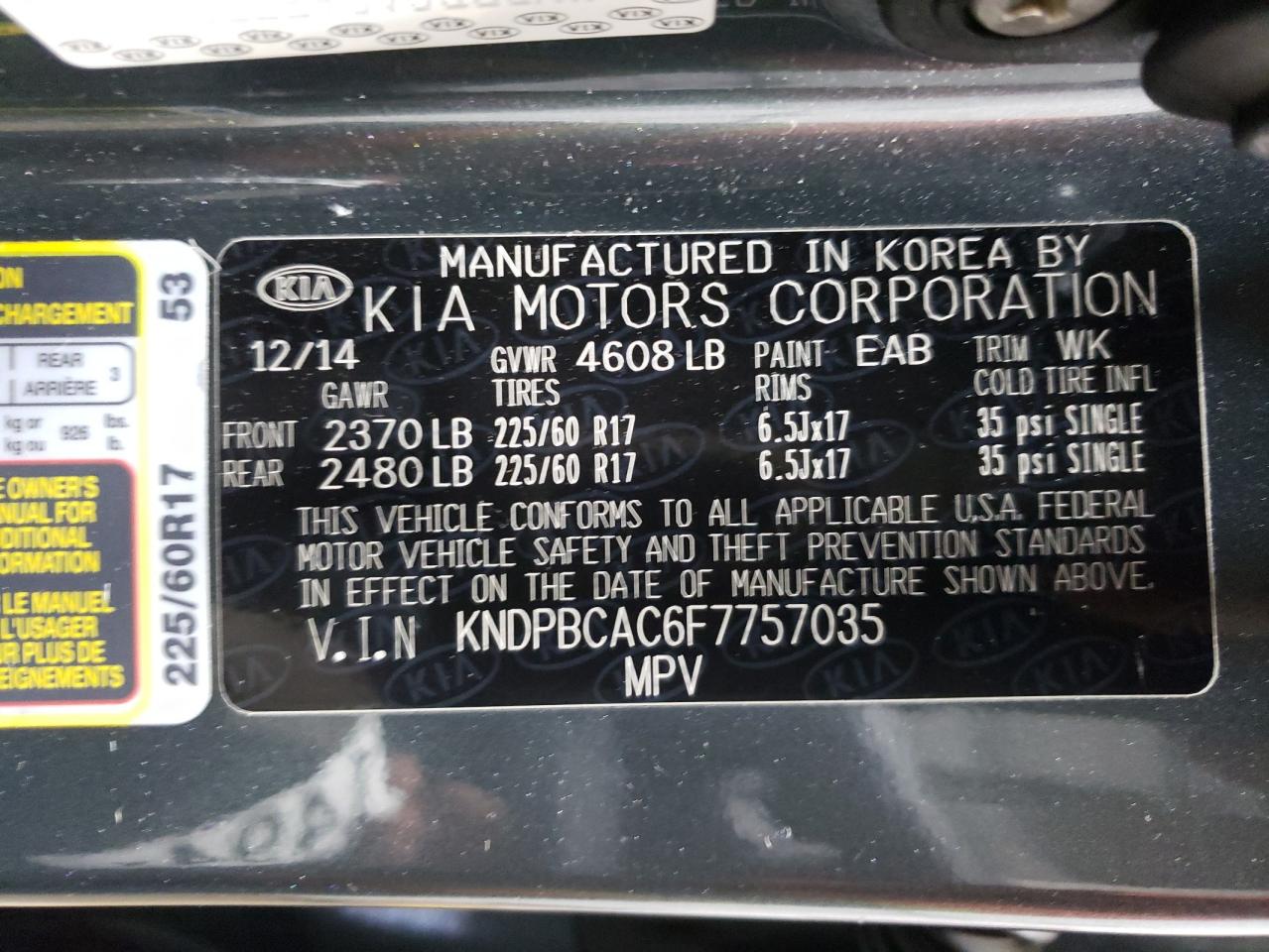 KNDPBCAC6F7757035 2015 Kia Sportage Lx