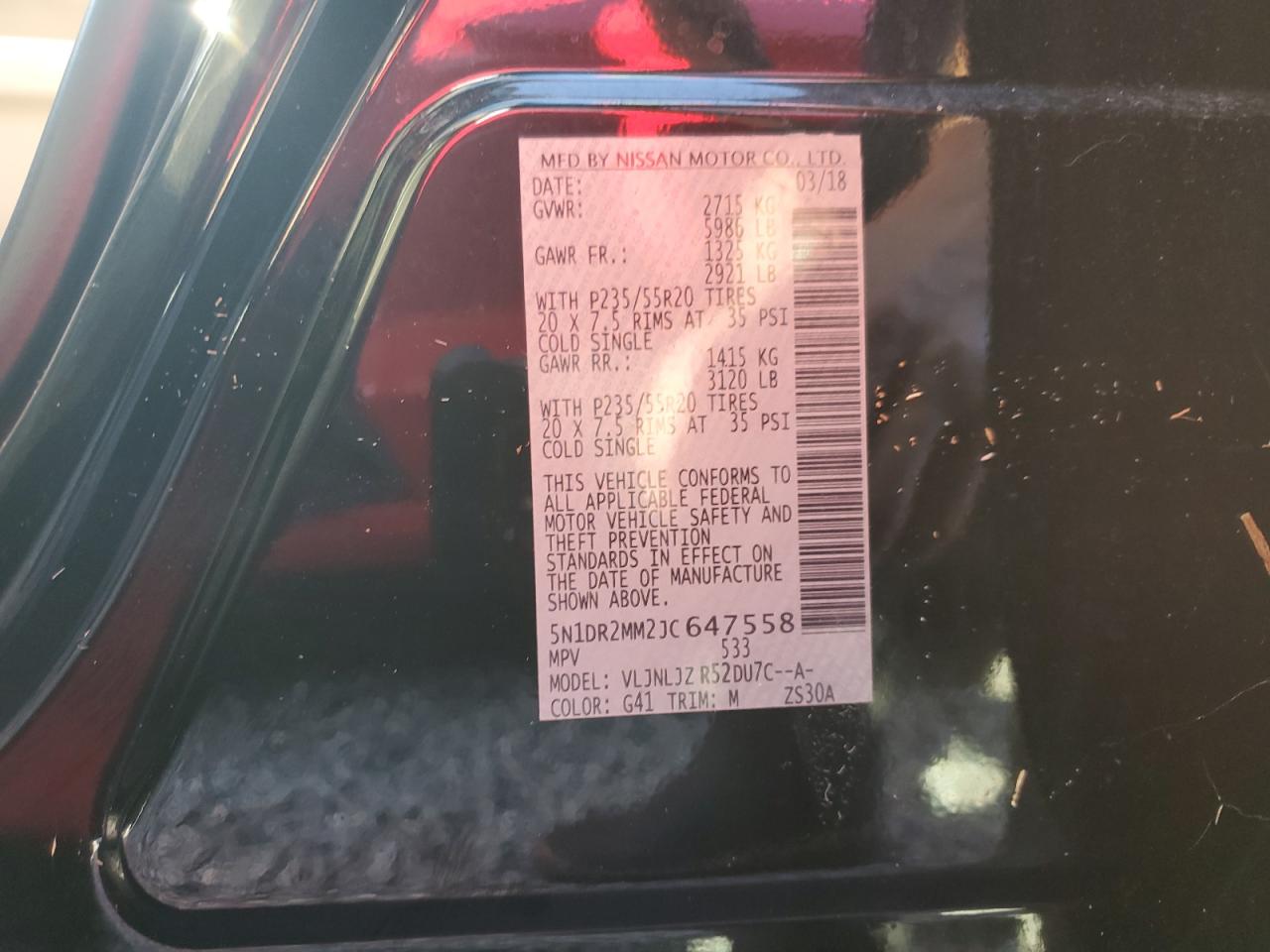 2018 Nissan Pathfinder S VIN: 5N1DR2MM2JC647558 Lot: 74280874