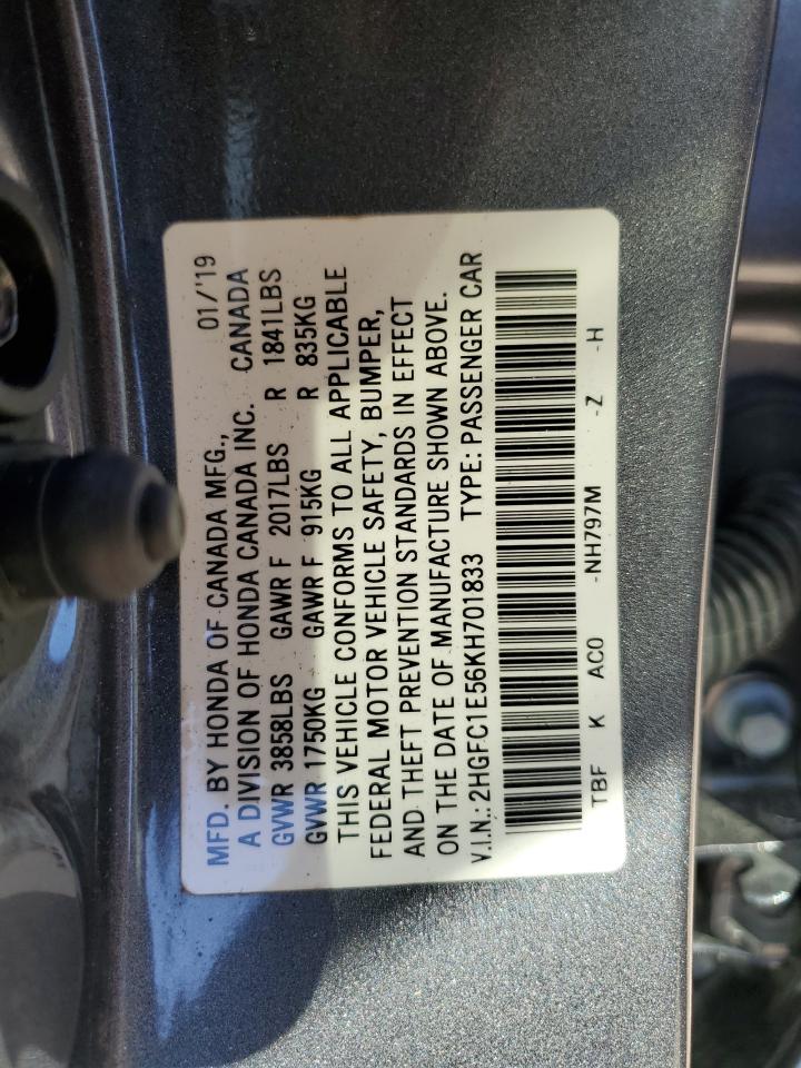 2HGFC1E56KH701833 2019 Honda Civic Si