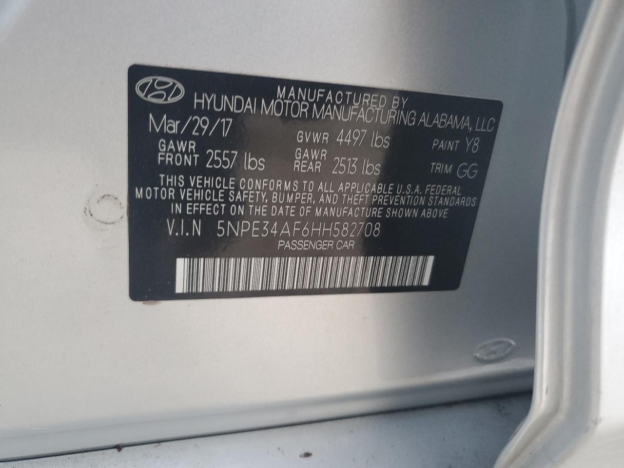 5NPE34AF6HH582708 2017 Hyundai Sonata Sport