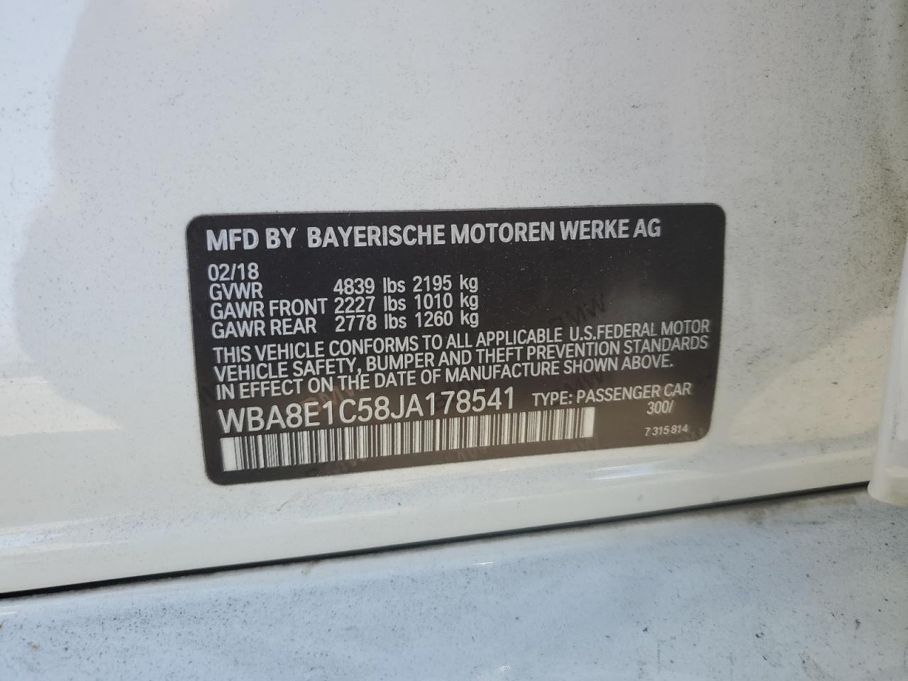 WBA8E1C58JA178541 2018 BMW 3 SERIES - Image 14