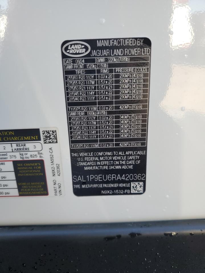 2024 Land Rover Range Rover Sport Se VIN: SAL1P9EU6RA420362 Lot: 73661634