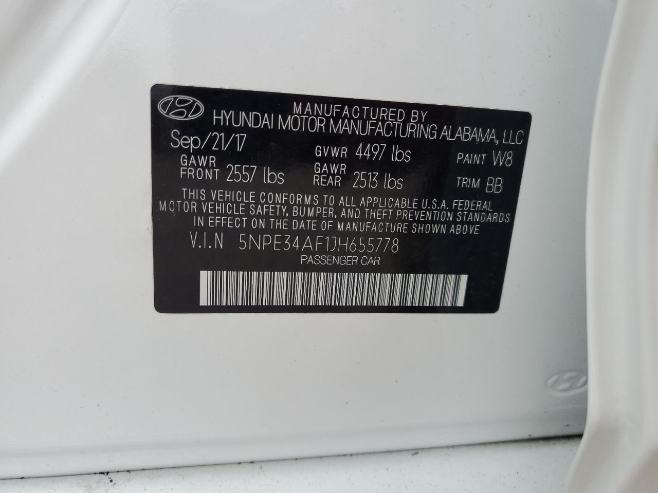 5NPE34AF1JH655778 2018 Hyundai Sonata Sport