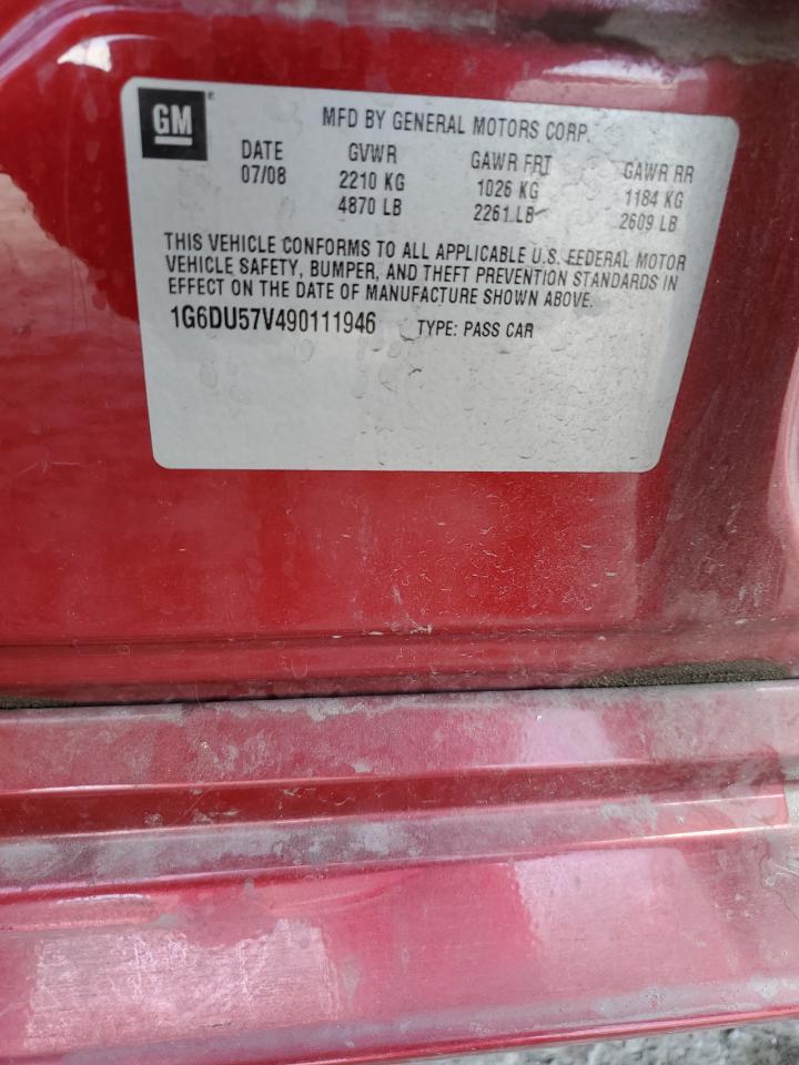 2009 Cadillac Cts Hi Feature V6 VIN: 1G6DU57V490111946 Lot: 75086744