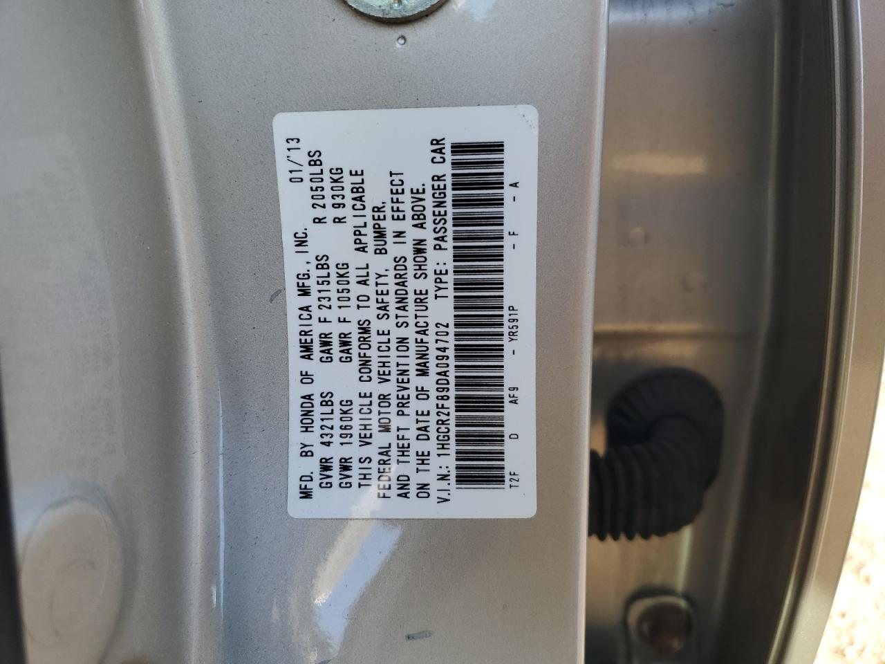 1HGCR2F89DA094702 2013 Honda Accord Exl