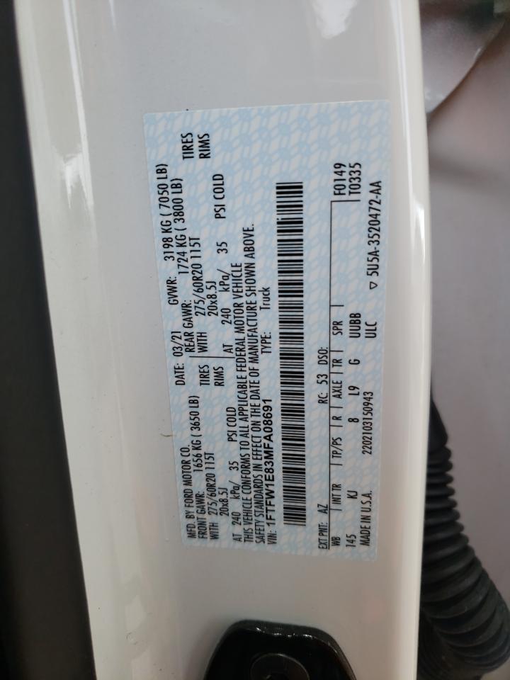 VIN 1FTFW1E83MFA08691 2021 FORD F-150 no.13