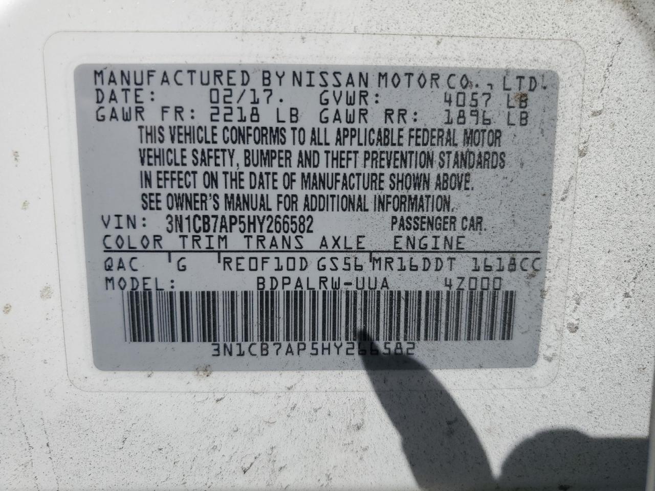 3N1CB7AP5HY266582 2017 Nissan Sentra Sr Turbo