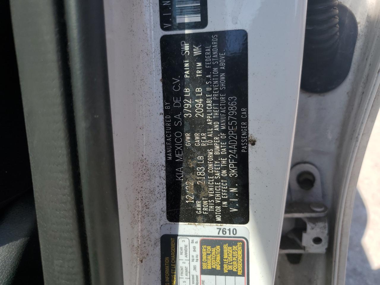 3KPF24AD2PE579863 2023 Kia Forte Lx