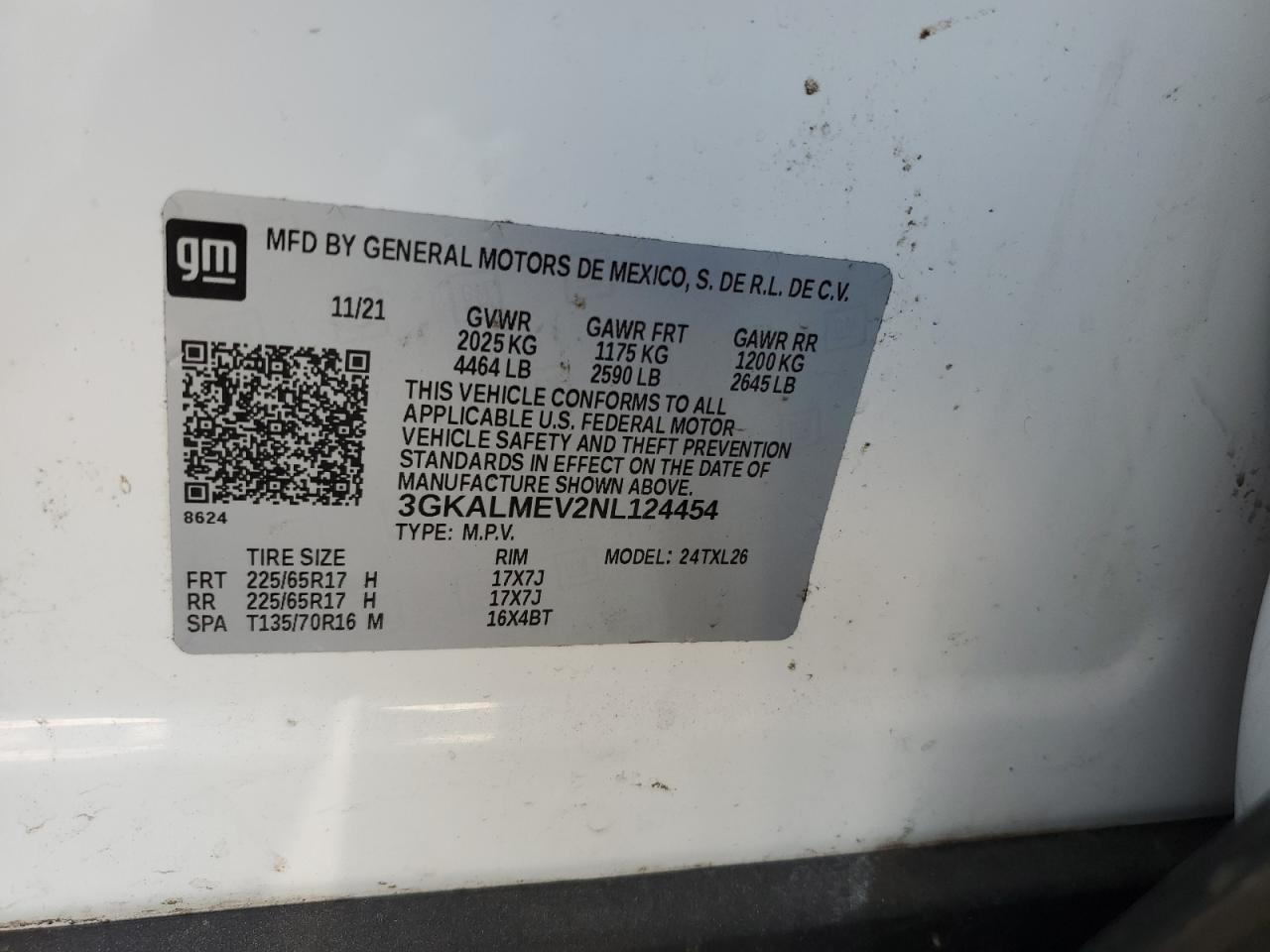 3GKALMEV2NL124454 2022 GMC Terrain Sle