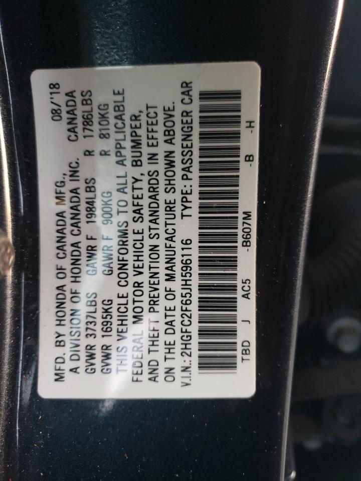 2HGFC2F65JH596116 2018 Honda Civic Lx