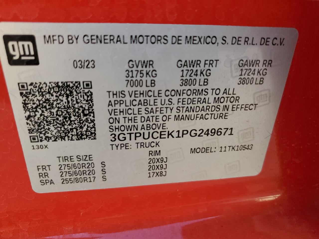 3GTPUCEK1PG249671 2023 GMC Sierra K1500 Elevation