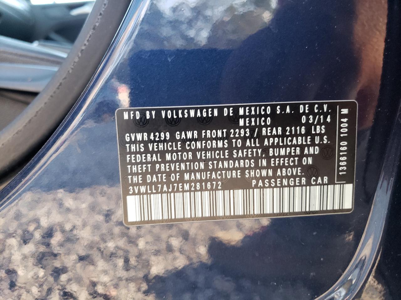 3VWLL7AJ7EM281672 2014 Volkswagen Jetta Tdi