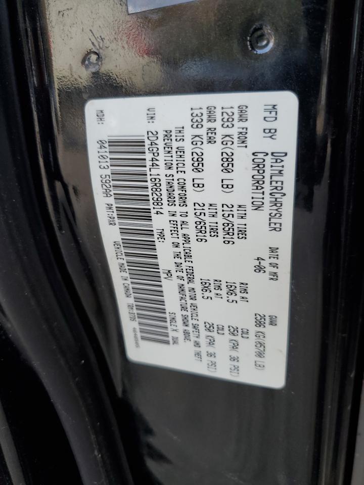 2006 Dodge Grand Caravan Sxt VIN: 2D4GP44L16R829814 Lot: 77373204