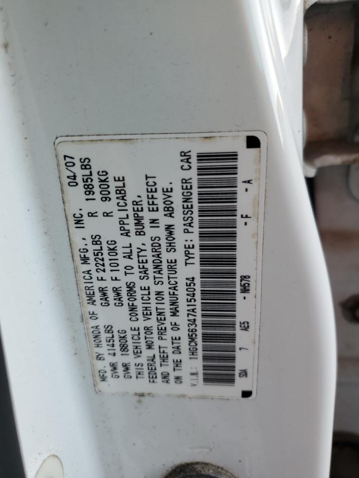 1HGCM56347A154054 2007 Honda Accord Se